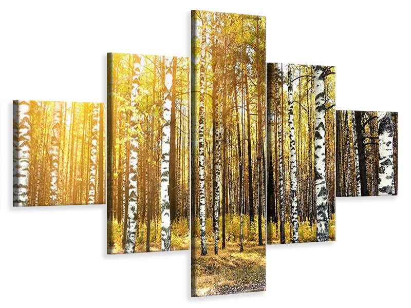 5-piece-canvas-print-birch-forest