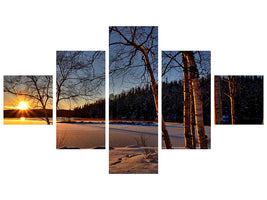 5-piece-canvas-print-birches-in-the-sunset