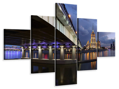 5-piece-canvas-print-bridge-at-night