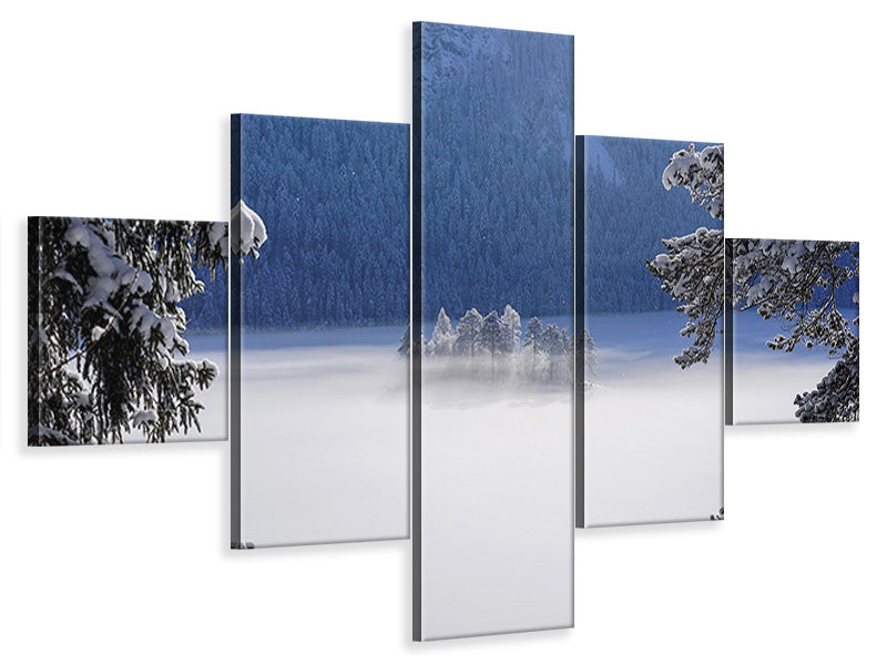 5-piece-canvas-print-fog-over-frozen-lake