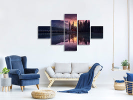 5-piece-canvas-print-lake-house-sunrise