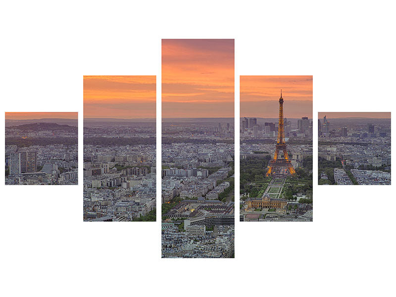 5-piece-canvas-print-paris-skyline-at-sunset