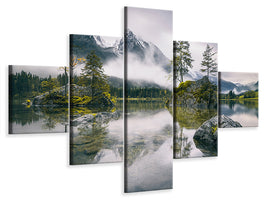 5-piece-canvas-print-rainy-morning-at-hintersee