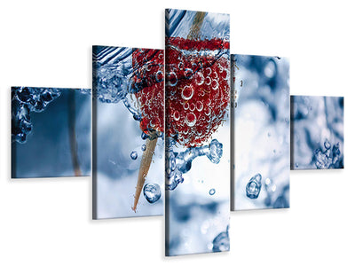 5-piece-canvas-print-raspberry-in-the-water