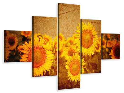 5-piece-canvas-print-retro-sunflower