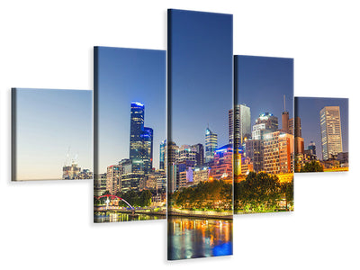 5-piece-canvas-print-skyline-sydney-at-dusk