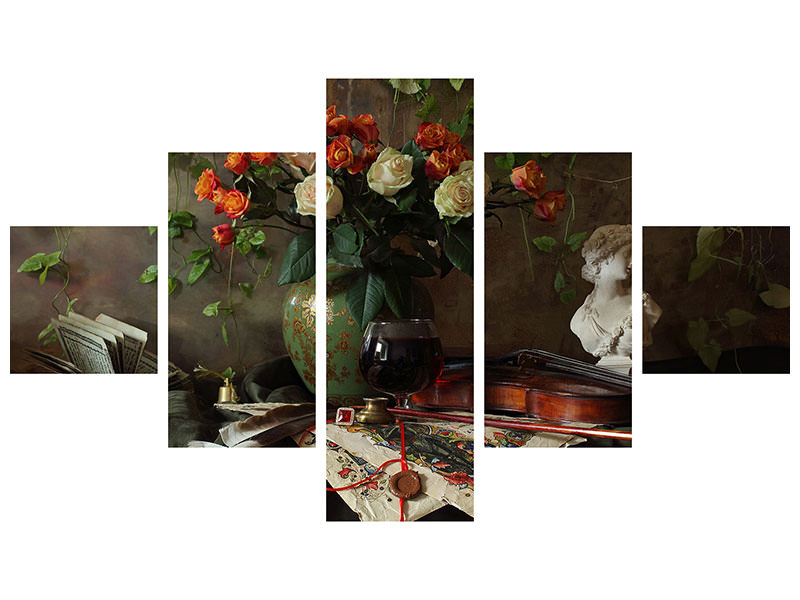 5-piece-canvas-print-still-life-with-violin-and-flowers-iii