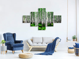 5-piece-canvas-print-summerly-birch-forest
