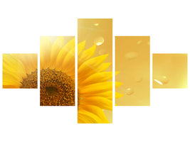 5-piece-canvas-print-sunflower-in-morning-dew