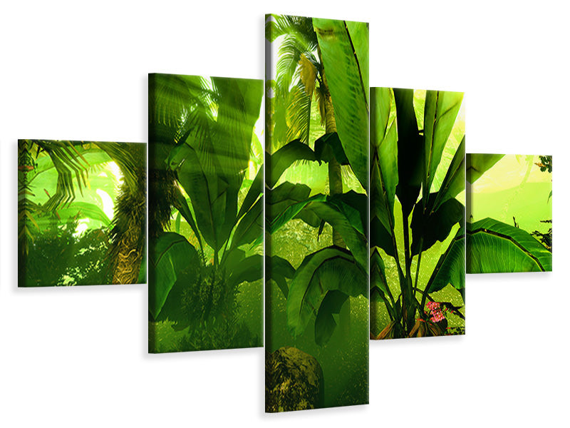 5-piece-canvas-print-sunrise-in-the-rainforest