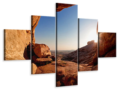 5-piece-canvas-print-sunset-in-front-of-the-cave