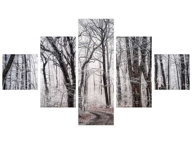 5-piece-canvas-print-wintry-forest