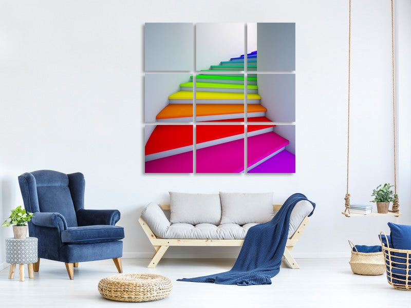9-piece-canvas-print-colorful-stairs