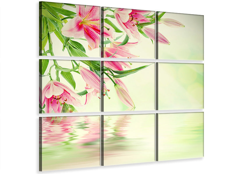 9-piece-canvas-print-lilies-on-water
