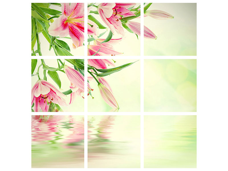 9-piece-canvas-print-lilies-on-water