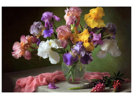 canvas-print-with-a-bouquet-of-irises-and-flowers-lupine-x