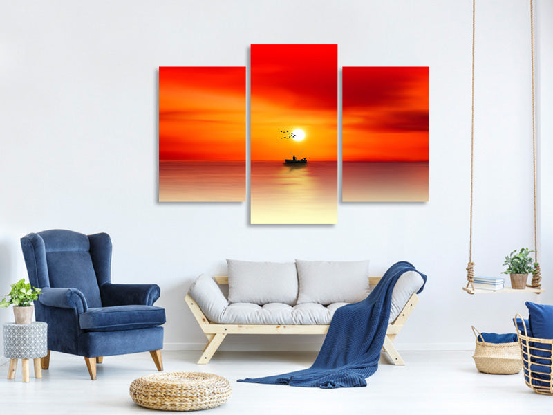 modern-3-piece-canvas-print-a-fisherman-in-the-sunset