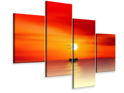 modern-4-piece-canvas-print-a-fisherman-in-the-sunset