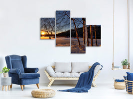 modern-4-piece-canvas-print-birches-in-the-sunset