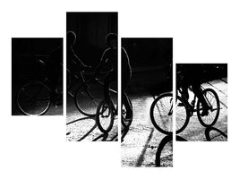 modern-4-piece-canvas-print-boys-bycicles-shadow-and-light