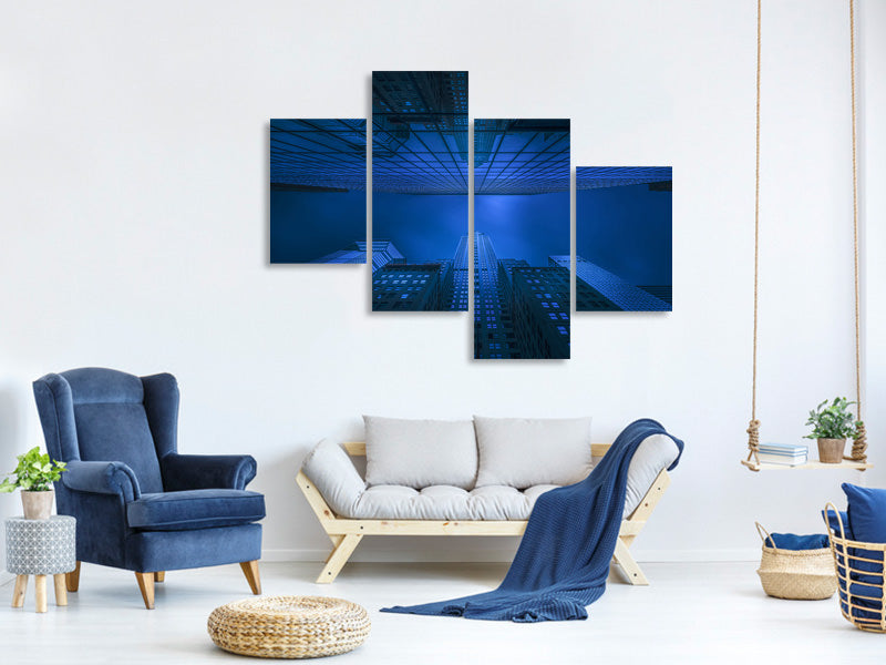 modern-4-piece-canvas-print-chrysler-in-blue