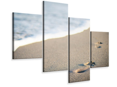 modern-4-piece-canvas-print-footprints-in-the-sand-on-the-beach
