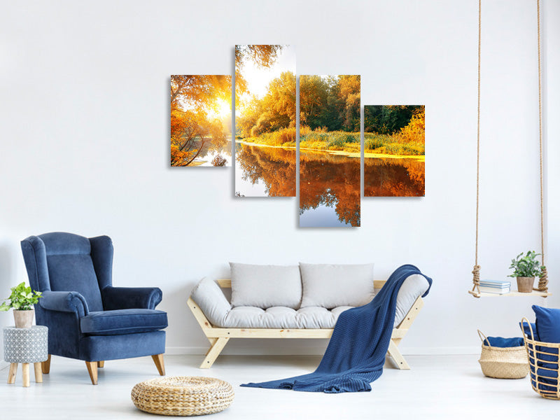 modern-4-piece-canvas-print-forest-reflection-in-water