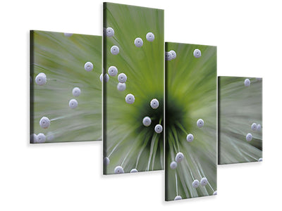 modern-4-piece-canvas-print-green-and-white-ii