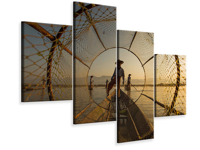 modern-4-piece-canvas-print-inle-fisherman