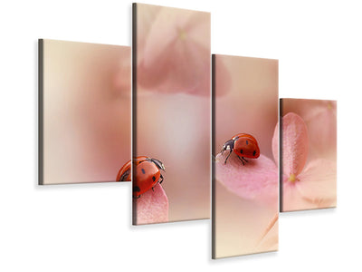 modern-4-piece-canvas-print-ladybirds-on-pink-hydrangea