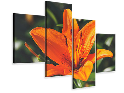 modern-4-piece-canvas-print-lilies-blossom-in-orange-xl