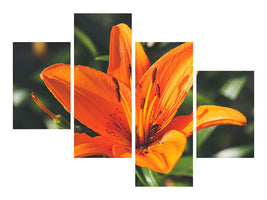 modern-4-piece-canvas-print-lilies-blossom-in-orange-xl