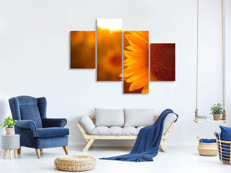modern-4-piece-canvas-print-macro-sunflower