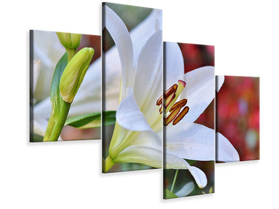 modern-4-piece-canvas-print-magnificent-lily-in-white