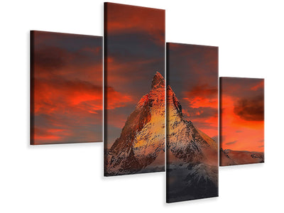 modern-4-piece-canvas-print-mountains-of-switzerland-at-sunset