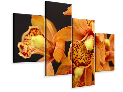 modern-4-piece-canvas-print-orchids-with-orange-flowers