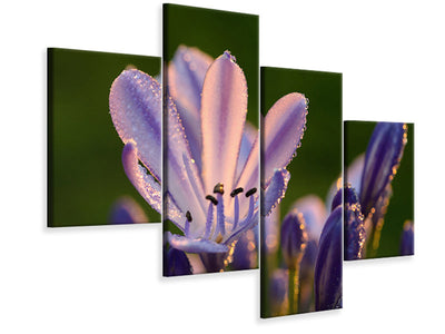 modern-4-piece-canvas-print-ornamental-lilies-with-morning-dew