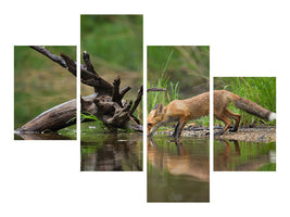 modern-4-piece-canvas-print-red-fox-ii