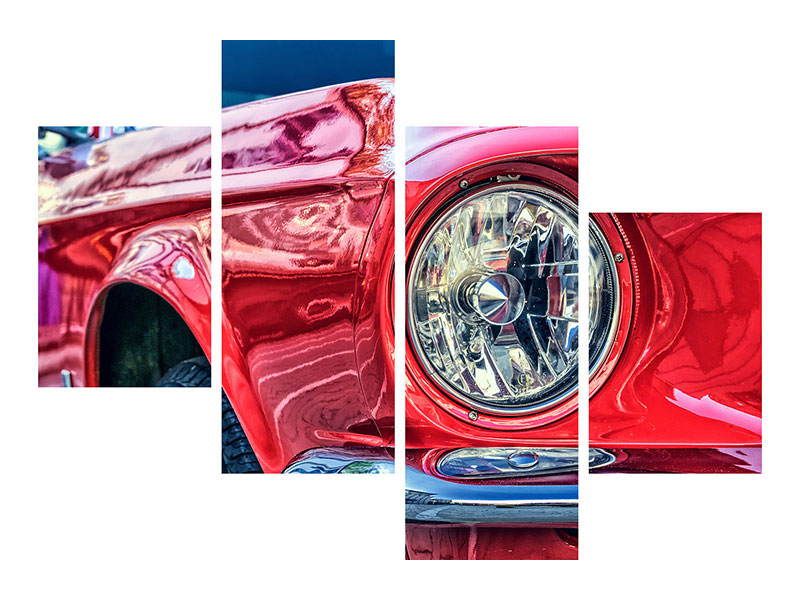 modern-4-piece-canvas-print-red-vintage-car