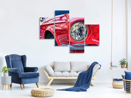 modern-4-piece-canvas-print-red-vintage-car
