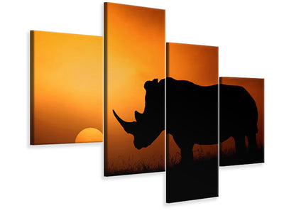 modern-4-piece-canvas-print-rhino-sunrise