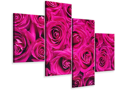 modern-4-piece-canvas-print-rose-petals-in-pink
