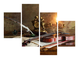 modern-4-piece-canvas-print-still-life-with-violin-and-clock