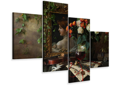 modern-4-piece-canvas-print-still-life-with-violin-and-flowers-ii