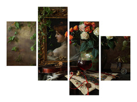 modern-4-piece-canvas-print-still-life-with-violin-and-flowers-ii