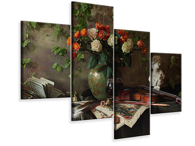 modern-4-piece-canvas-print-still-life-with-violin-and-flowers-iii