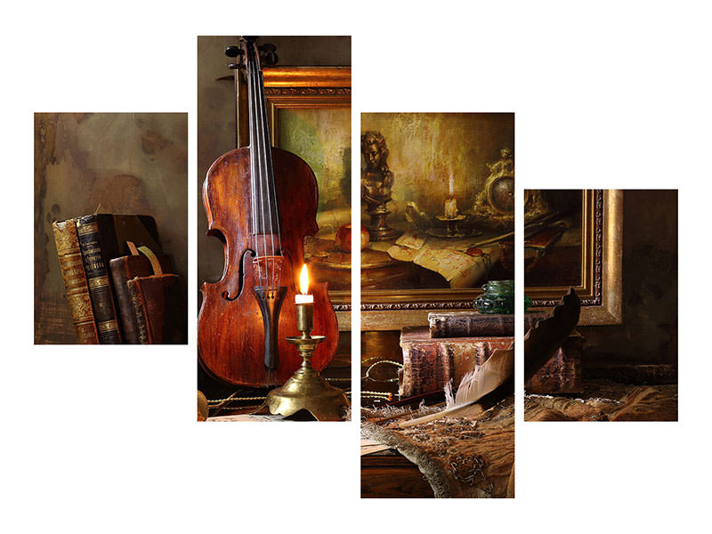modern-4-piece-canvas-print-still-life-with-violin-and-painting-ii