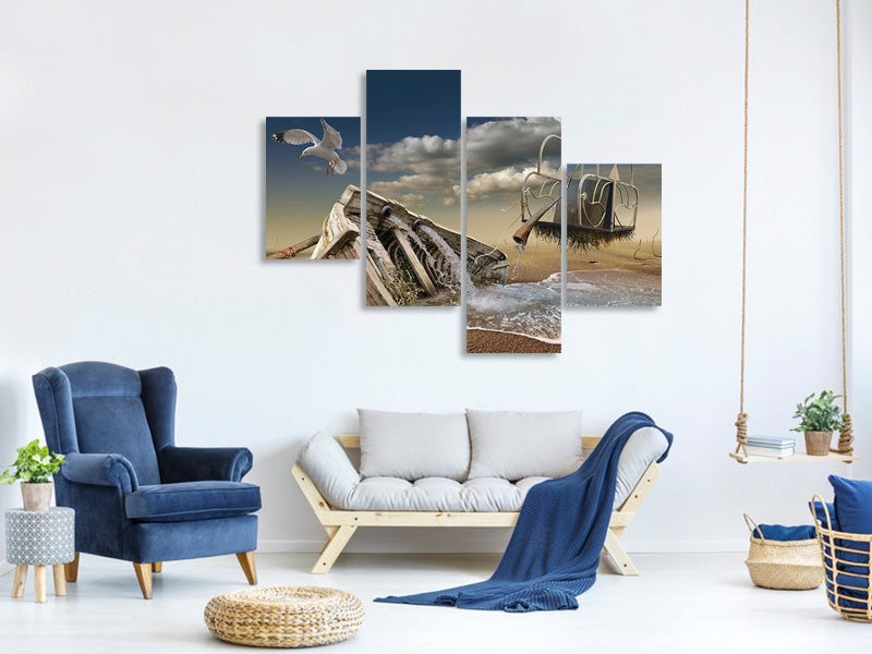 modern-4-piece-canvas-print-stranded-wreck