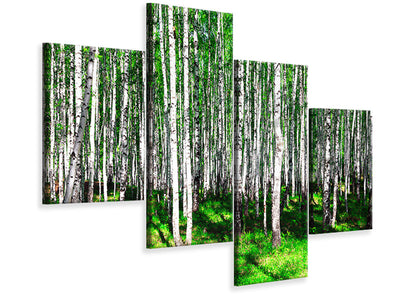 modern-4-piece-canvas-print-summerly-birch-forest