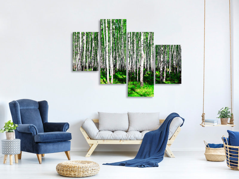 modern-4-piece-canvas-print-summerly-birch-forest